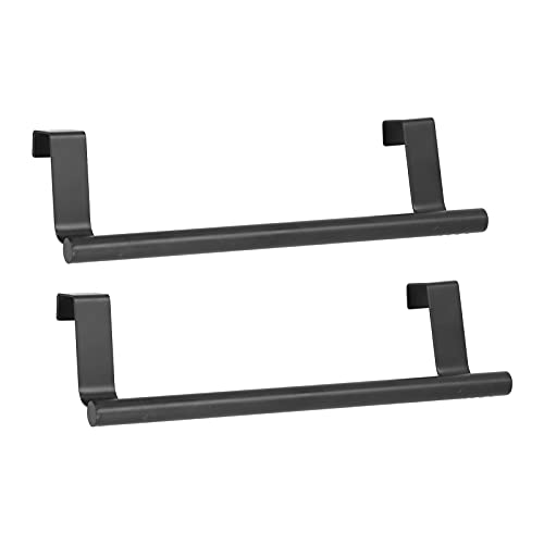 GOTOTOP Black Towel Holder Rack, 430 Stainless Steel Cabinet Door Towel Bar 23CM, No Drill Over Door Design, Space Saving for Bathroom Kitchen Home Hotel Hand or Dish Towels (23CM) - size: 23CM