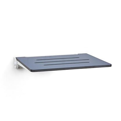 18 inch Silhouette Slimline Folding Wall Mount Shower Bench Seat, Navy Seat with White Frame - color: Navy Seat With White Frame