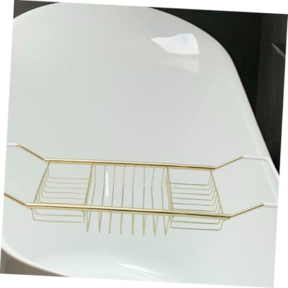Luxshiny Stainless Steel Bathtub Tray Expandable - Shower Rack for Bathing Essentials Holder for Phone Soap Towels Reading Materials Finish - color: Golden