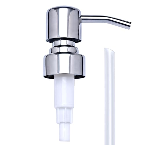 Chrome Soap Dispenser Pump Replacement - Silver 304 Rust Proof Stainless Steel Lotion Dispenser Pumps Replacement for Standard 28/400 Neck Size Regular Mouth Bottles - color: Chrome-silver, size: 1pcs