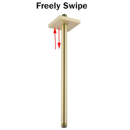 RANDOM Straight Shower Arm with Flange,Gold 16 Inches Ceiling Mount Shower Head Extension Arm,Brushed Gold.RD-91038-16BG-SQ - color: 16″ Brushed Gold(Square Flange)