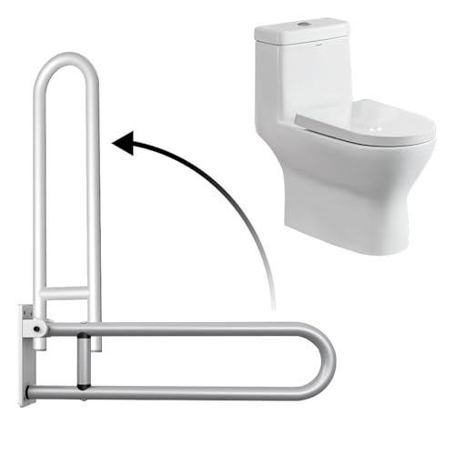 28 Inch Toilet Grab Bar Flip Up Aluminum Handicap Rails Grab Bars Load Capacity of 100 kg 220 lbs Toilet Rail Bathroom U Shaped and Wall Mount Safety for Pregnant Injured Patients 28 in Silver - color: Silver, size: 28 in