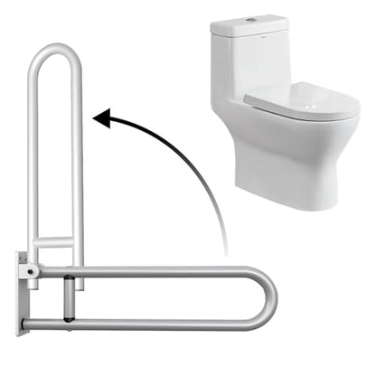 28 Inch Toilet Grab Bar Flip Up Aluminum Handicap Rails Grab Bars Load Capacity of 100 kg 220 lbs Toilet Rail Bathroom U Shaped and Wall Mount Safety for Pregnant Injured Patients 28 in Silver - color: Silver, size: 28 in