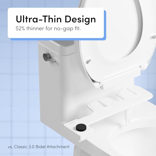 TUSHY Fresh Dual Nozzle Cool Water Bidet, Matte Black Knob | Ultra Slim Toilet Seat Attachment, Non-Electric, 180° Front and Rear Wash, Self-Cleaning, 10 Minute DIY Install - color: Matte Black Knob, style: Dual Nozzle
