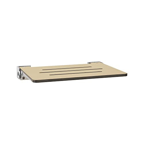 Seachrome 18 inch Silhouette Slimline Folding Wall Mount Shower Bench Seat, Urban Chic Seat with Silver Frame - color: Urban Chic With Silver Frame