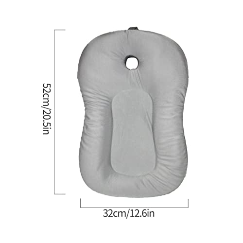 Baby Bath Mat, KAKIBLIN Baby Bath Cushion Soft Anti-Slip Bath Pad Toddler Bath Pillow, Grey | Baby Bathing Cushion for 0-6 Month Infant Baby - color: Grey