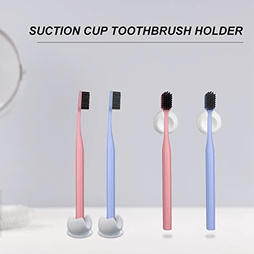 4-Piece Toothbrush Holder with Suction Cup, Wall-Mounted, White
