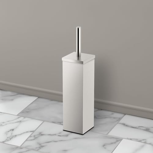 Gatco 1489 Elegant Square Toilet Brush Holder, Satin Nickel - color: Satin Nickel, size: 15"H, style: Elegant