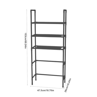 3-Tier Over The Toilet Storage, Space Saver Stainless Steel Bathroom Shelves, Freestanding Above Over Toilet Storage Shelf for Bathroom - color: Black