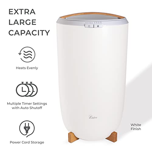 Zadro Large Hot Towel Warmer Bucket Timer Electric Towel Warmer for Bathroom Auto-Shut Off Heated Towel Warmer Spa (Large | 20L | 12" Dia. x 21" Tall, White) - color: White
