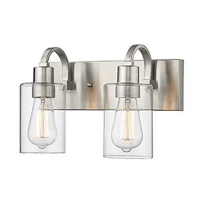 Emliviar 2-Light Bathroom Vanity Light - Bathroom Light Fixture in Brushed Nickel Finish with Clear Glass, YCE237B-2W BN - color: Brushed Nickel - Clear Glass, size: 2-Light