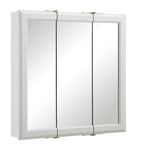 Design House Wyndham Tri-View Medicine Cabinet, 24", White | Adjustable Shelves, Wall Mount, Transitional, Wood, Bath, 535849-WHT - color: White, size: 24 in. W x 24 in. H