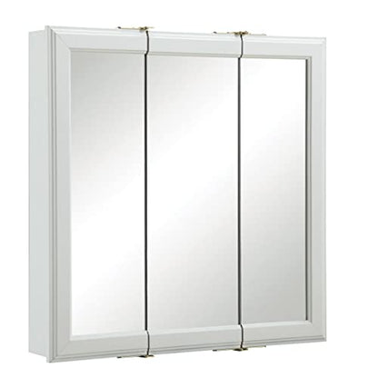 Design House Wyndham Tri-View Medicine Cabinet, 24", White | Adjustable Shelves, Wall Mount, Transitional, Wood, Bath, 535849-WHT - color: White, size: 24 in. W x 24 in. H