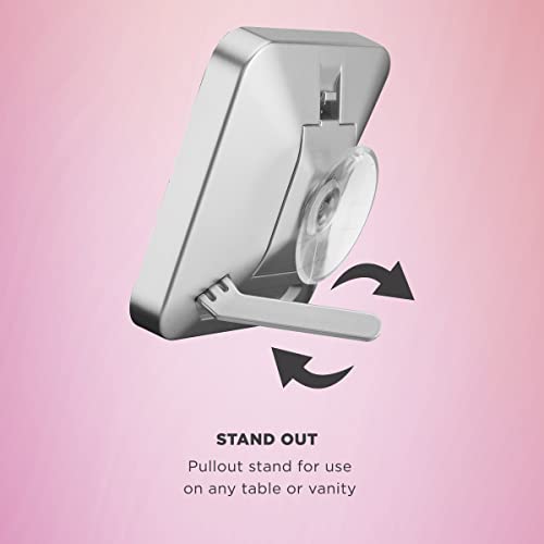 Conair Lighted Makeup Mirror, LED Vanity Mirror, 12X Magnifying Mirror, Compact Travel Mirror with Suction Cup, Battery Operated in White (Pack of 2) - size: 1.5x4.38x6.62 Inch (Pack of 2), style: Suction Cup Mirror