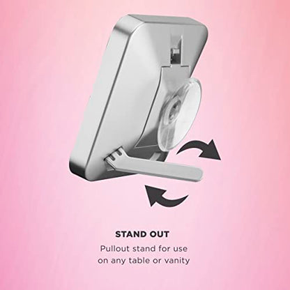 Conair Lighted Makeup Mirror, LED Vanity Mirror, 12X Magnifying Mirror, Compact Travel Mirror with Suction Cup, Battery Operated in White (Pack of 2) - size: 1.5x4.38x6.62 Inch (Pack of 2), style: Suction Cup Mirror