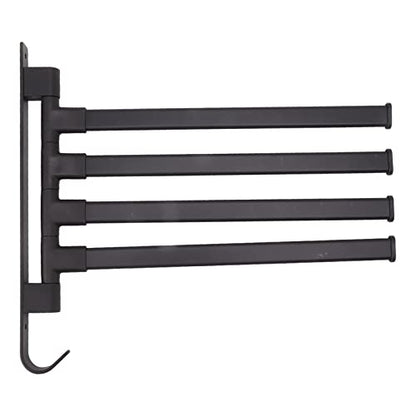 Swivel Hand Towel Bar, Swing Arm Towel Rack, 4-Arm Wall Mounted Bathroom Holder with Heavy Duty Aluminum, Rustproof & Matte Black Finish, Ideal for Bathroom (4 Arms) - color: 4 Arms