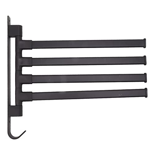 Heavy Aluminum Swivel Towel Bar, Matte Finish Wall Mounted Rack with Hooks Organize Towels and Clothes Save Space with Multi Arms Rustproof Suitable for Bathroom Bedroom Kitchen - color: 4 Arms