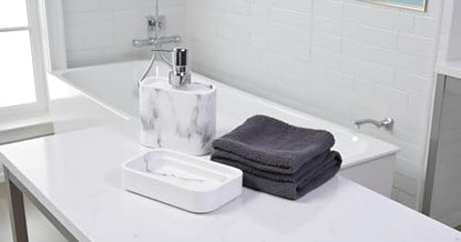 Hymmah Marble Pattern Bathroom Accessories Set, Toothbrush Holdr Set, 3 Pieces Resin Bathroom Set with Toothbrush Holder, Soap Dispenser, Soap Dish,Tumbler (Marble) - color: Marble