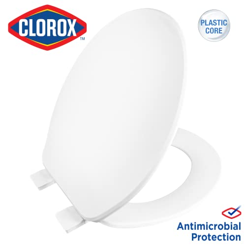 Clorox Round Beveled Plastic Toilet Seat with Easy-Off Hinges – Wiggle-Free Design - style: Round Plastic
