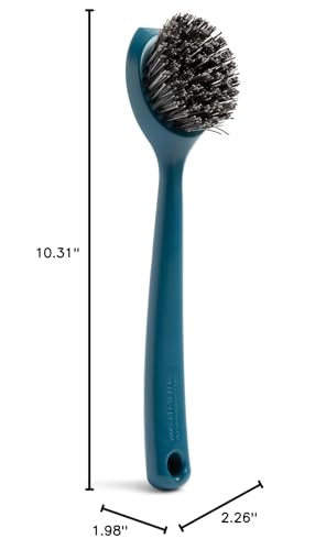 Full Circle Clean Ocean, Heavy Duty Dish Brush, Tough Bristles and Built-in Scraper, Perfect for Cast Iron, Sustainably Made 100% from Recycled Ghost Fishing Nets - size: Heavy-Duty Dish Brush