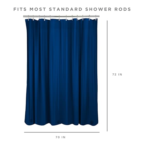 Bath Bliss PVC Heavy Weight Shower Curtain Liner | 4G | 70"x72" | Rust Resistant Copper Grommets | Magnetic Hem | White - color: Navy, size: 70"W x 72"L (Pack of 1)