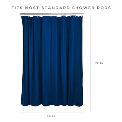Bath Bliss PVC Heavy Weight Shower Curtain Liner | 4G | 70"x72" | Rust Resistant Copper Grommets | Magnetic Hem | White - color: Navy, size: 70"W x 72"L (Pack of 1)