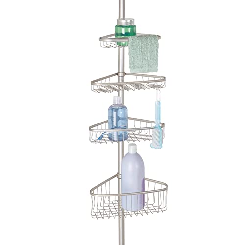 mDesign 0391MDBA Bathroom Shower Storage Constant Tension Corner Pole Caddy