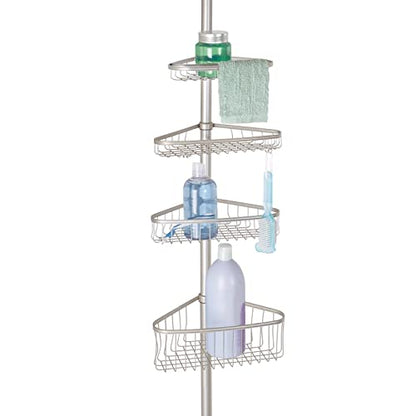 mDesign 0391MDBA Bathroom Shower Storage Constant Tension Corner Pole Caddy