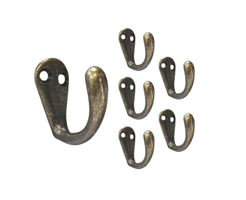 QCAA Single Prong Hook Hanger, Zinc Die Cast (6pack, Antique Brass) - color: Antique Brass, size: 6 Pack