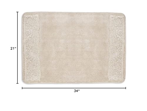 Zahari Home Rose Vine Bathroom Rug Luxury Bath Rug Washable Beautiful Shower Mat Unique Design Stylish Beige Bath Bath Rug Shower Tub Decor - color: Rose Vine, style: Bath Rug