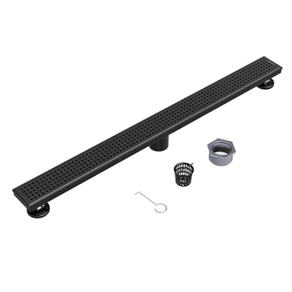 Neodrain 32" Linear Shower Drain, Matte Black 304 SS Bathroom Linear Drain | Black Shower Drain with Quadrato Grate& Adjustable Feet, Long Rectangle Shower Floor Drain in Bathroom, Balcony etc,cUPC - color: Matte Black, size: 32 In