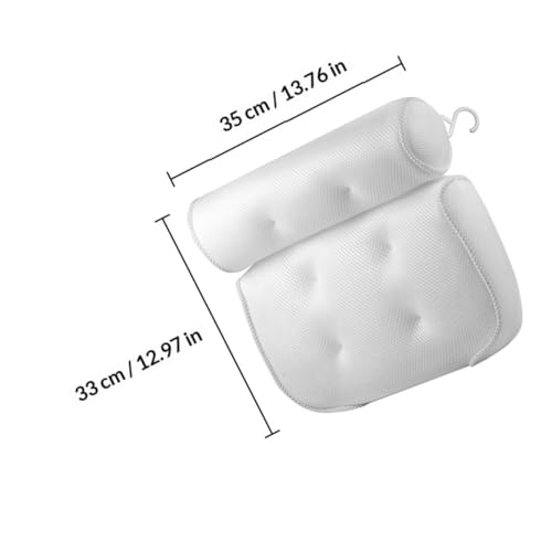 PRETYZOOM Non-Slip Bath Pillow with 6 Suction Cups, Air Mesh Tub Head and Neck Support for Adults, Spa Bathroom Cushion for Soaking and Relaxation