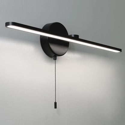 24 inch Vanity Light Sith Switch for Bathroom, Modern LED Wall Picture Light Sconces, Wall lamp Over Mirror with Pull Chain On Off SwitchLED 3000-3500K LED 12W (Black) - color: Black