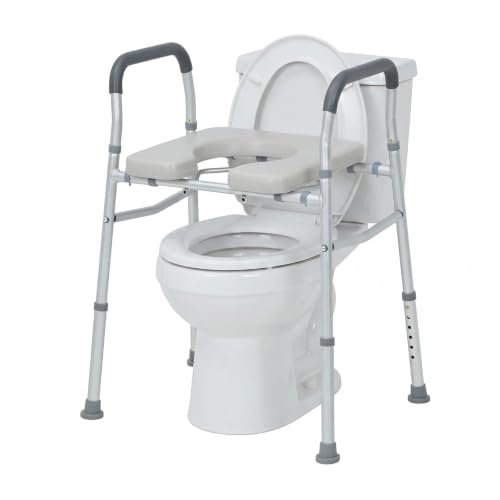Garvee Toilet Safety Rails - Adjustable Height & Width, | 350lb Capacity, Foldable Bathroom Grab Bars for Seniors, Elderly, Disabled, Pregnant Women, Post-Surgery Recovery