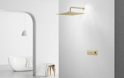 VBFF-Shower Head,rain shower head, 16 inch- Square Shower Head, 1.8 GPM Flow Rate, rainfall showerhead,VBFF10 (Brushed Gold) - color: Brushed Gold, size: 16 Inch