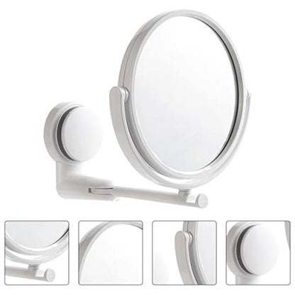 Beauty Wall- Angle Style Cosmetic Cup and Hotel with for Mirror, Adjustable Wall- Mounted Mounted Swivel Punch- Suction Degree Small Wall Hanging Makeup Mirror Folding - color: White