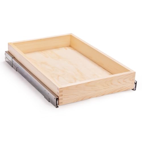 16”W x 21”D x 3‘’H Soft Close Slide Out Wood Drawer Organizer for Kitchen, Finished, (Cabinet Opening>17.5 inches for Bottom Assembly, Opening= 17 inches for Side Assembly) - size: 16''W x 21''D