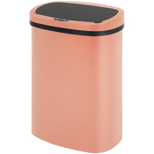 FDW Garbage Can 13 Gallon 50 Liter Kitchen Trash Can for Bathroom Bedroom Home Office Automatic Touch Free High-Capacity with Lid Waste Bin - color: Pink, style: Plastics