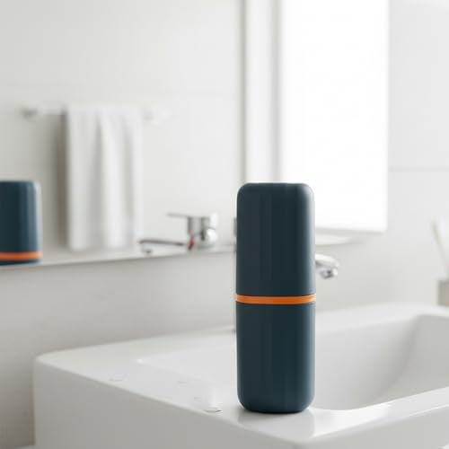 Toothbrush Cup Toothbrush Holder with Cover Travel Boothbrush Holder Portable Toothbrush Case and Carrier for Bathroom School Business Trip (Blue) - color: Deep Blue