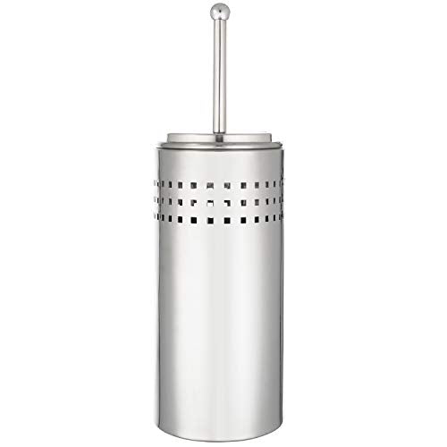 Blue Donuts Toilet Brush and Plunger Set with Holder, Modern Chrome Bathroom Accessories Toilet Plunger and Toilet Bowl Brush Combo - color: Chrome