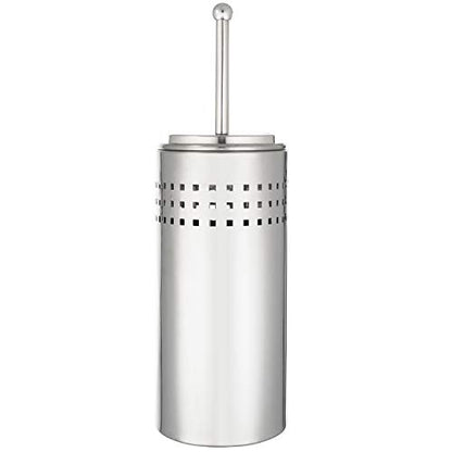 Blue Donuts Toilet Brush and Plunger Set with Holder, Modern Chrome Bathroom Accessories Toilet Plunger and Toilet Bowl Brush Combo - color: Chrome