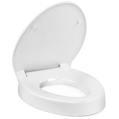 Raised Toilet Seat 3 Inch for Standard Elongated Toilets 18–19 Inch Bowl Length, Not Compatible with Round or One-Piece Toilets, Slow-Close Lid, Non-Slip Stable Design, 772 lb Capacity