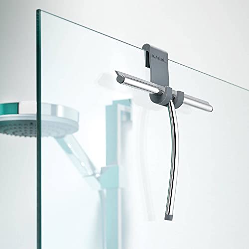 Sealskin Deluxe Shower Squeegee, Glass Wiper for Shower and Window, Practical Squeegee with Flexible Silicone Holder, Polished Stainless Steel Handle, Silver