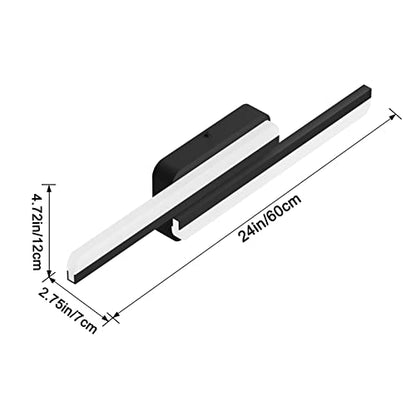 Ralbay Modern LED Black Vanity Light 24inch 24W Frosted Aluminum LED Matte Black Vanity Light for Bathroom Lighting Fixtures White Light 6000K - color: Black, size: 24 inch