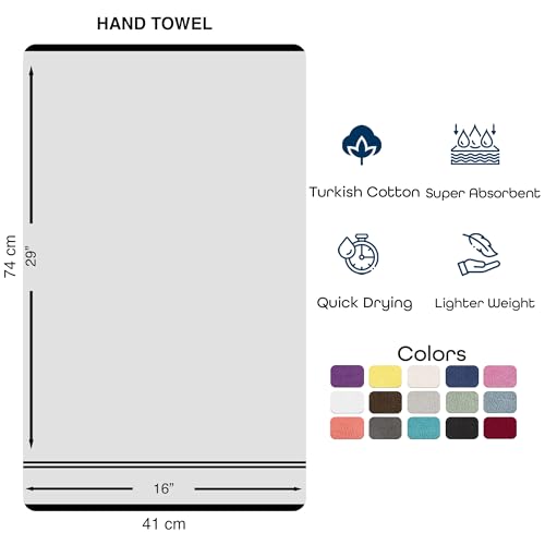 Hawmam Linen Cool Grey Hand Towels 4-Pack - 16x29 Turkish Cotton Premium Quality Soft - Small Towels for Bathroom - color: Cool Grey, size: 16 in x 29 in Hand Towel 4 Pack