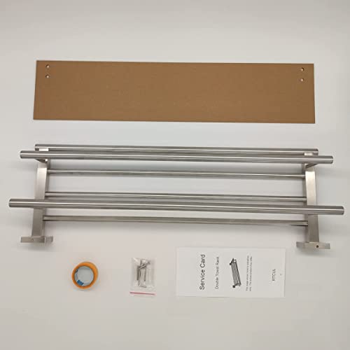 Bathroom Towel Rack 24 Inch Tower Holder with Double Towel Bar Brushed Nickel Towel Rack Wall Mounted SUS304 Stainless Steel Hotel Towel Shelf Modern Towel Hanger - color: Brushed Nickel, size: 24 Inch/ 60cm