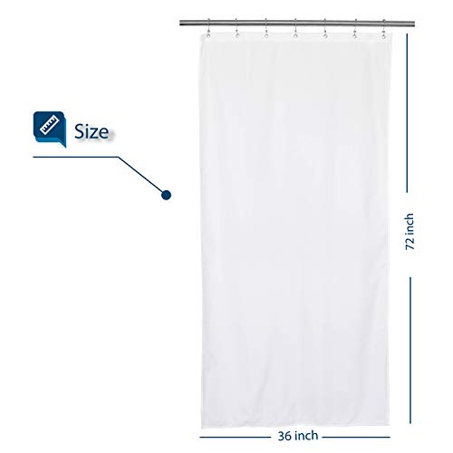 Barossa Design 36x72 Waterproof Fabric Stall Shower Curtain or Liner White | Soft Microfiber, Hotel Quality, Machine Washable, 36 inch Wide Half Size, Stand-up Small Narrow Single Cloth Shower Curtain - color: Pure White, size: 36"W x 72"L (Pack of 1)