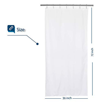 Barossa Design 36x72 Waterproof Fabric Stall Shower Curtain or Liner White | Soft Microfiber, Hotel Quality, Machine Washable, 36 inch Wide Half Size, Stand-up Small Narrow Single Cloth Shower Curtain - color: Pure White, size: 36"W x 72"L (Pack of 1)