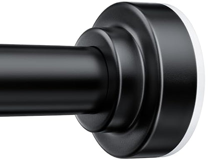 TEECK Shower Curtain Rod, 32-68 inch Adjustable Spring Tension Curtain Rod, Never Rust Anti-Slip Shower Curtain Rod for Bathroom, No Drilling, Never Collapse, Easy to Use, Black - color: Black, size: 32-68 Inches