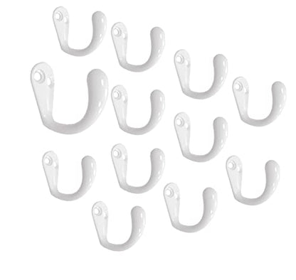 QCAA Premium Quality Single Prong Robe Hook Hanger, Zinc Die Cast, White, Made in Taiwan, 12 Pack - color: White, size: 12 Pack